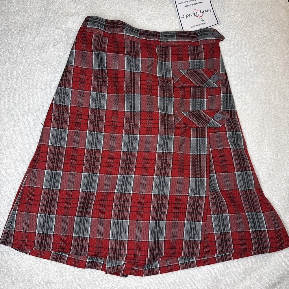 NWT Becky Thatcher Elderwear Girls Size 6 Red Gray Plaid Skort School Uniform